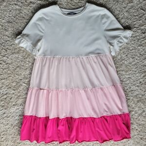 Shein pink tier babydoll dress size large